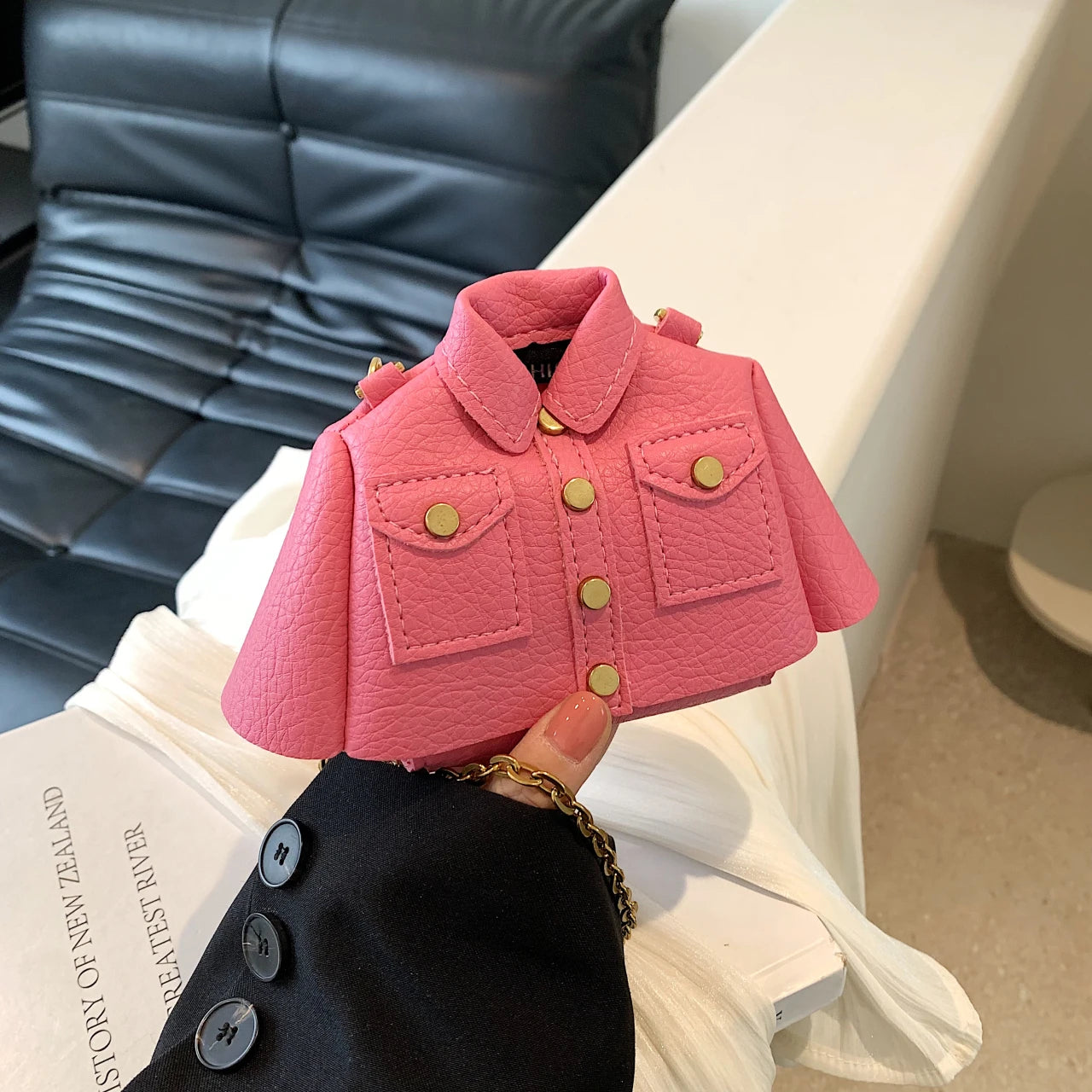 Jacket Design Women Sling Bag Purse Lipstick Pouch Motorcycle Style Clothing Shoulder Bag Lady Trend Super Mini Crossbody Bag