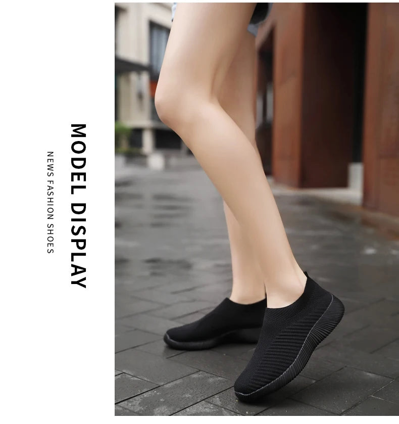 2022 Women Vulcanized Shoes High Quality Women Sneakers Slip On Flats Shoes Women Loafers Plus Size 42 Walking Flat