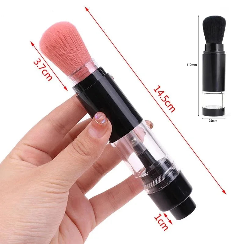 Portable Travel Makeup Brushes Face Cosmetic Foundation Blush Make Up Brush Retractable Refillable Cosmetic Powder Storage Brush