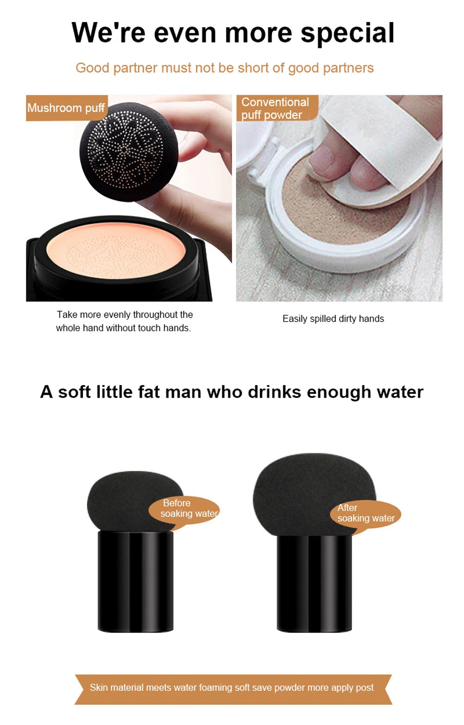 Air Cushion CC Cream Mushroom Head Foundation Moisturizing Long Lasting Face Comestics Natural Brighten Face Base Tone Make Up