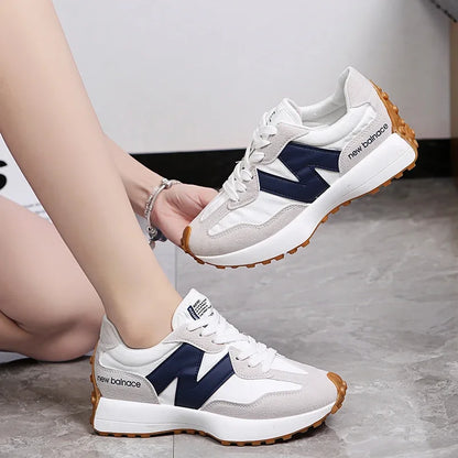 Women's Sneakers New Women's Vulcanized Shoes Fall Fashion Casual Breathable Lace-Up Sneakers Zapatos De Mujer