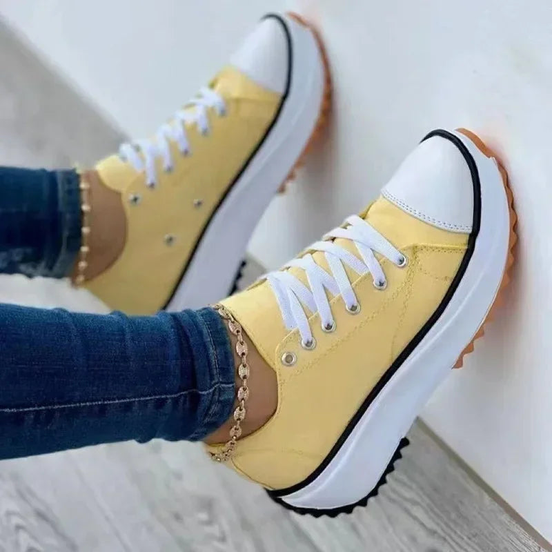 Women Pattern Canvas Sneakers Women Casual Shoes 2024 Women Sneakers Shoes Flat Lace-Up Zapatillas Mujer Chaussure Femme