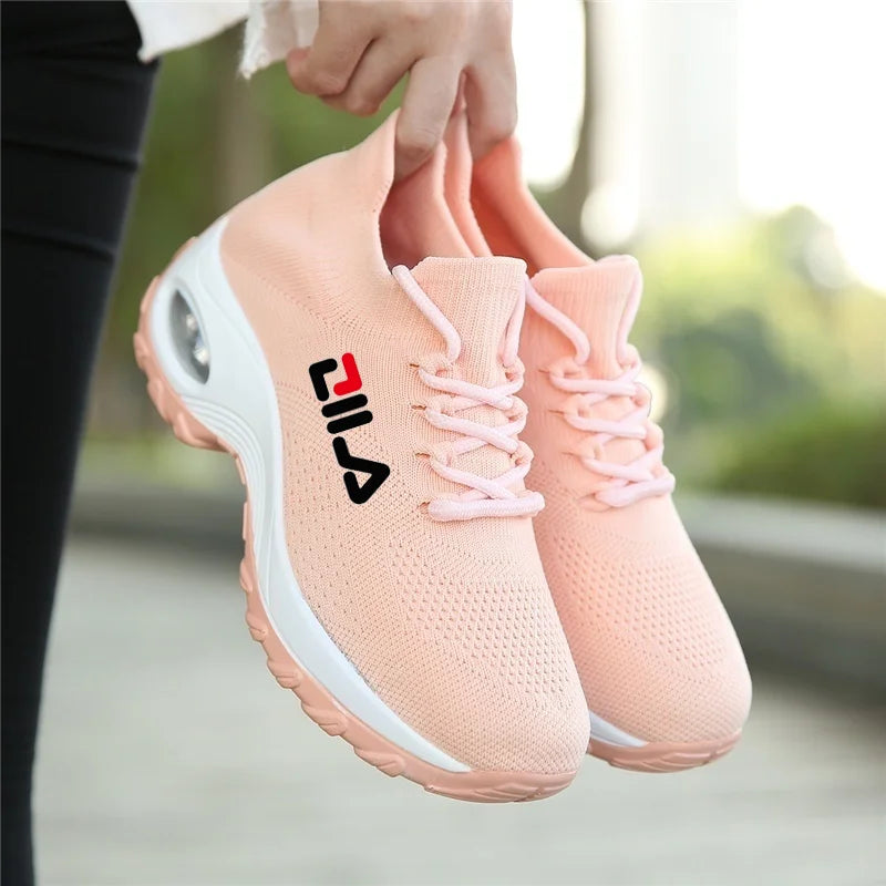 Women Tennis Shoes Breathable Mesh Height-increasing Slip-on Female Sock Footwear Outdoor Women Sneakers Thick Bottom Platforms