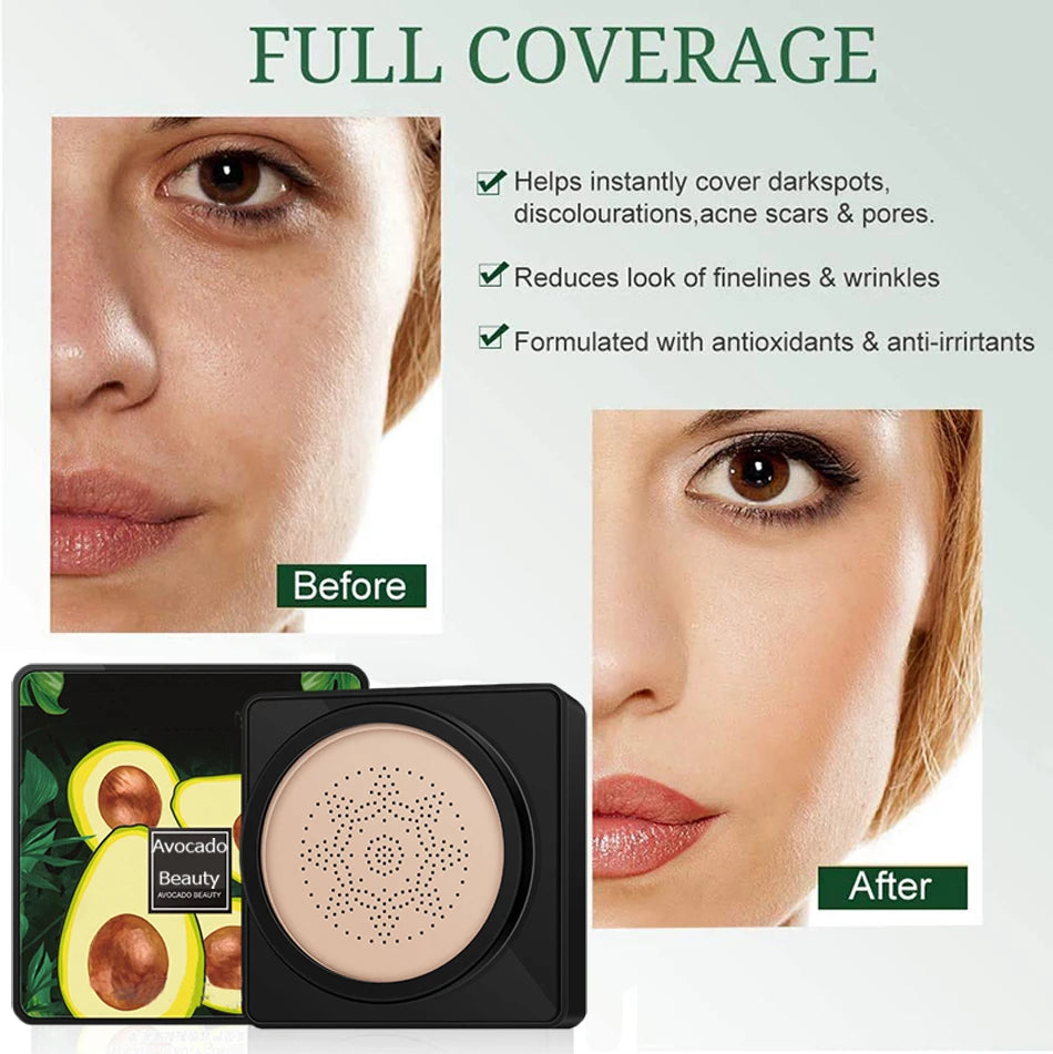 Air Cushion CC Cream Mushroom Head Foundation Moisturizing Long Lasting Face Comestics Natural Brighten Face Base Tone Make Up