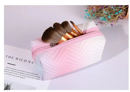 1 Pcs Gradient Color Makeup Bag for Women Zipper Pu Leather Cosmetic Bag Pouch Travel Large Female Make Up Pouch Necessaries