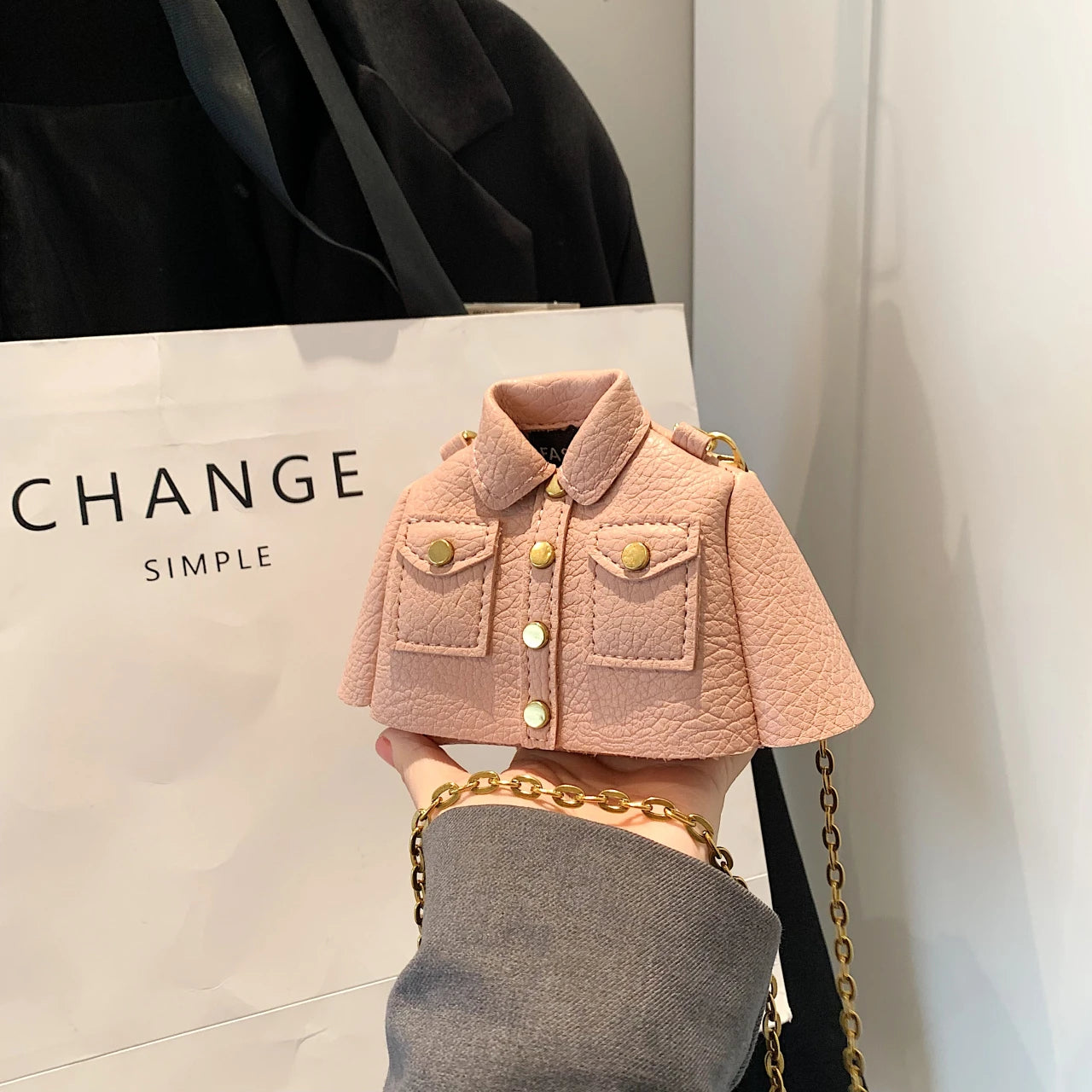 Jacket Design Women Sling Bag Purse Lipstick Pouch Motorcycle Style Clothing Shoulder Bag Lady Trend Super Mini Crossbody Bag