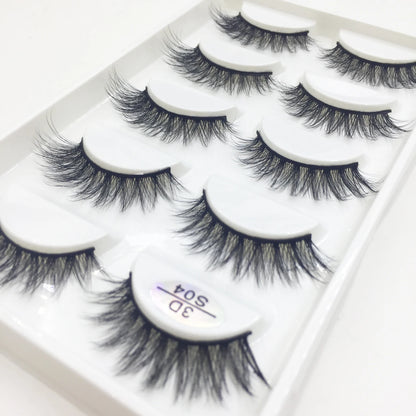 Natural 3D Mink False Eyelashes, Soft Wispy, Fluffy Eye Faux Lashes, Make Up Eyelash, Beauty Cat Cilios, 5 Pairs, 15 Styles