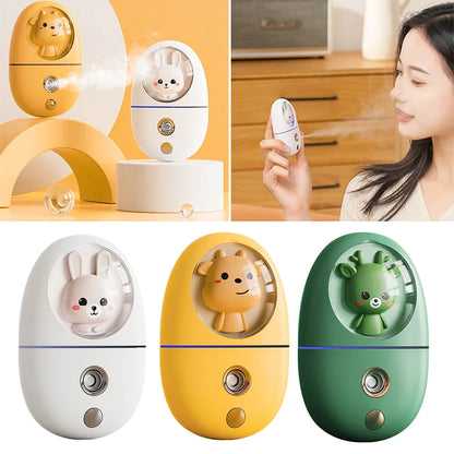 Cartoon 35ML Mini Facial Humidifier Face Nano Mist Sprayer Make Up Skin Moisturizing Hydration Nebulizer Face Steamer USB