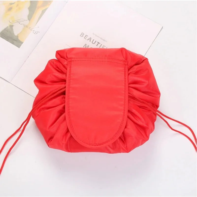 Women Drawstring Cosmetic Bag Travel Storage Makeup Bag Organizer Foldable Make Up Pouch Portable Waterproof Toiletry Case