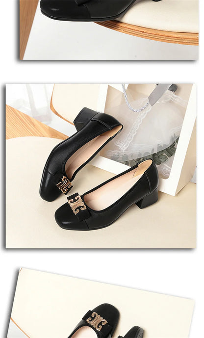 French Style 2024 New Soft Leather Soft Sole Shallow Mouth Sleeves Single Shoes Summer All-match Low Heel Women's Shoes