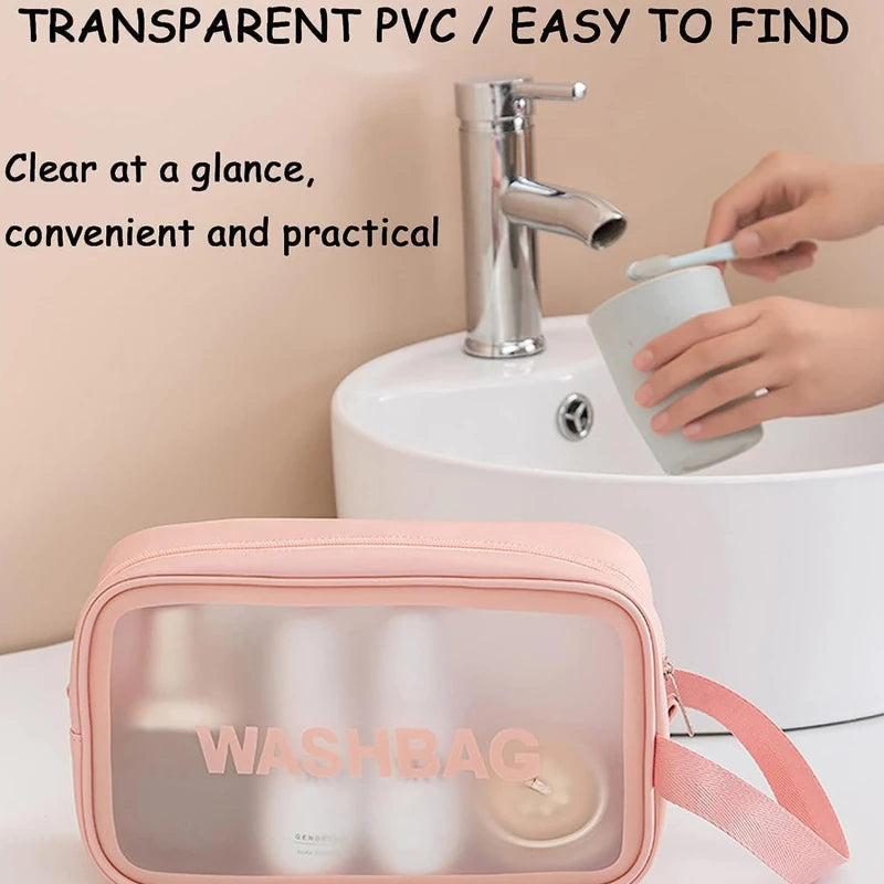 Waterproof PVC Cosmetic Bag Large Capacity Toiletry Organizer Women Beauty Case Transparent Zipper Make Up Case Female Wash Kit