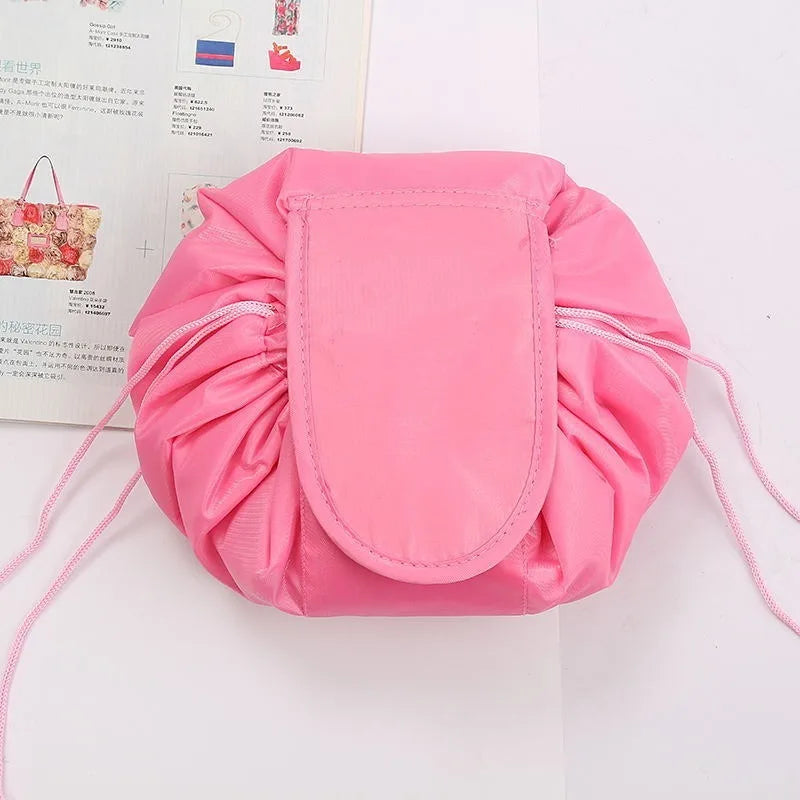 Women Drawstring Cosmetic Bag Travel Storage Makeup Bag Organizer Foldable Make Up Pouch Portable Waterproof Toiletry Case