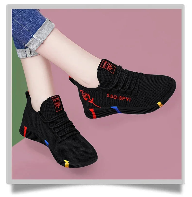 Tenis Feminino 2024 Women Vulcanized Shoes Air Mesh Light Soft Sneakers Female Flats Platform Lace Up Casual Shoes Basket Femme