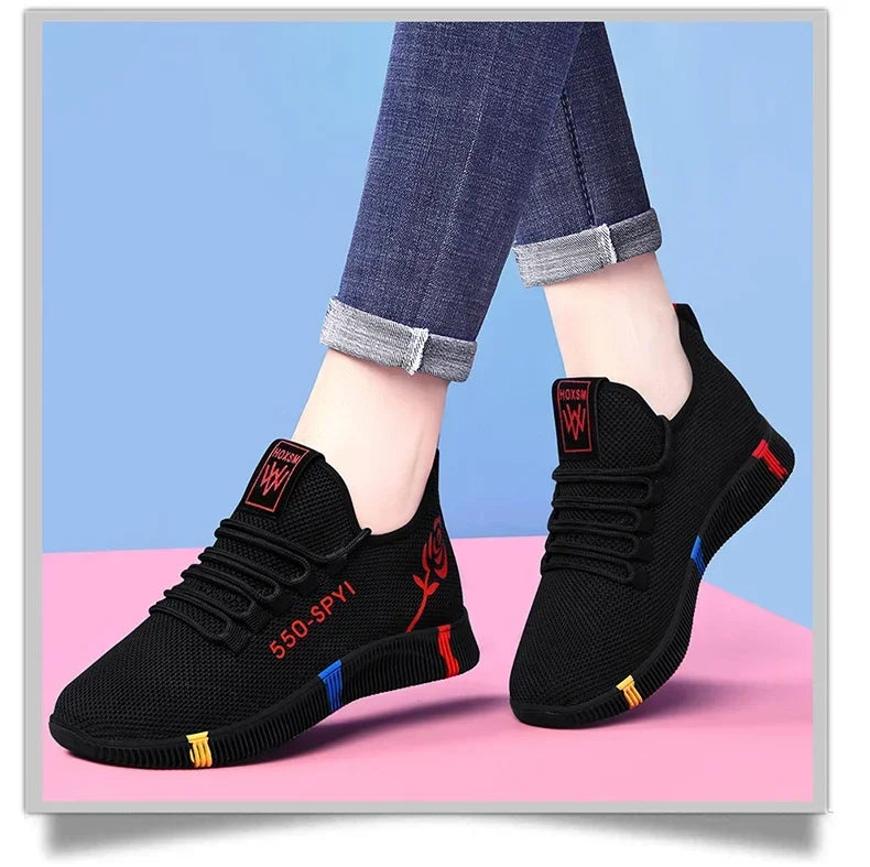 Tenis Feminino 2024 Women Vulcanized Shoes Air Mesh Light Soft Sneakers Female Flats Platform Lace Up Casual Shoes Basket Femme