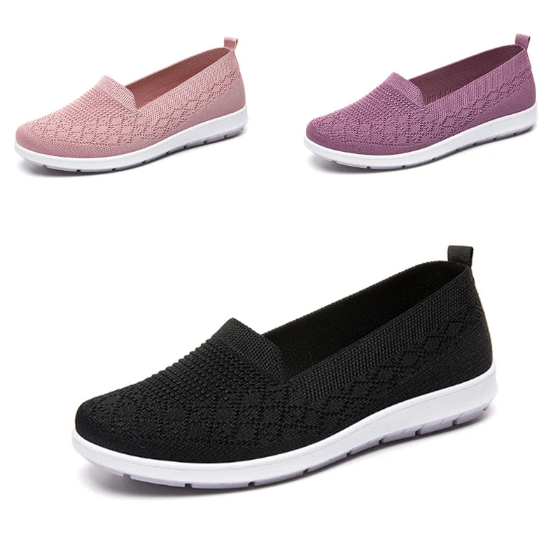 Autumn New Women Sneakers Ladies Breathable Walking Woven Shoes Anti-slip Lightweight Female Flats Casual Shoes Heeled Sandals