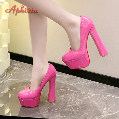 Aphixta Super Big 50 Hot Sale Party Disco Dance Pumps Women 5.5cm Platform 16cm Super High Chunky Heels Girding Buckle Pumps