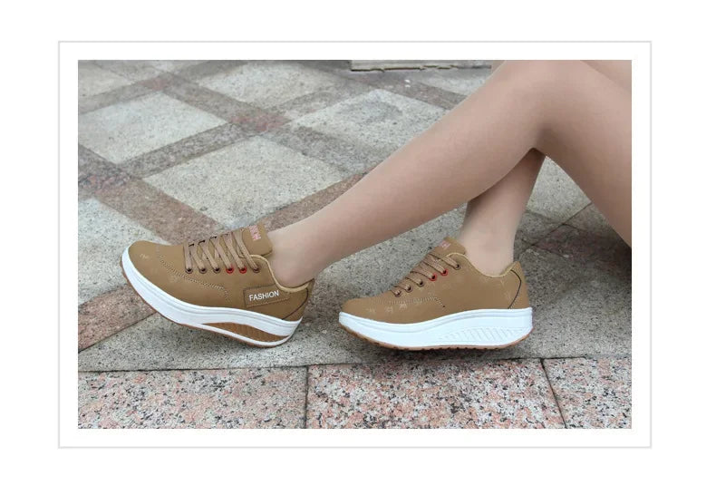 Shoes for Women Autumn Fashion Platform Sneakers Women Plus Size Lacing Casual Sport Shoes Wedge Loafers Zapatos De Mujer