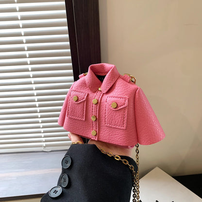 Jacket Design Women Sling Bag Purse Lipstick Pouch Motorcycle Style Clothing Shoulder Bag Lady Trend Super Mini Crossbody Bag