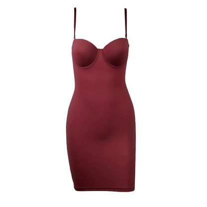 Women Stretch Straight Dress With Underwire Cup Simple Sexy Dresses Spaghetti Strap Tube Bodycon One-piece Pencil Underdress