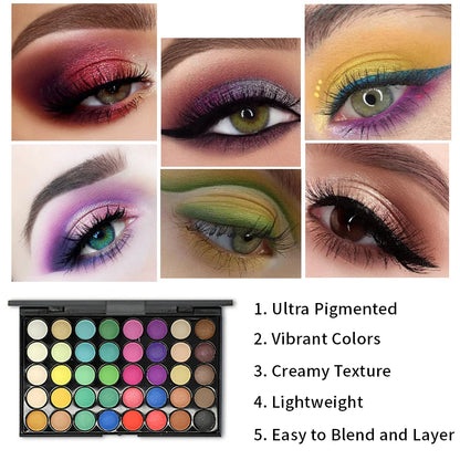 40/74/78 Colors Glitter Eyeshadow Palette Matte Waterproof Long Lasting Pressed Powder Cosmetics Kit Fashion Women MakeUp Tools