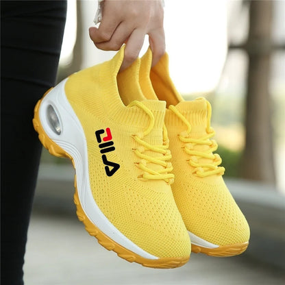 Women Tennis Shoes Breathable Mesh Height-increasing Slip-on Female Sock Footwear Outdoor Women Sneakers Thick Bottom Platforms