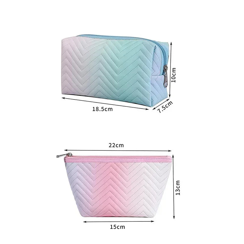 1 Pcs Gradient Color Makeup Bag for Women Zipper Pu Leather Cosmetic Bag Pouch Travel Large Female Make Up Pouch Necessaries