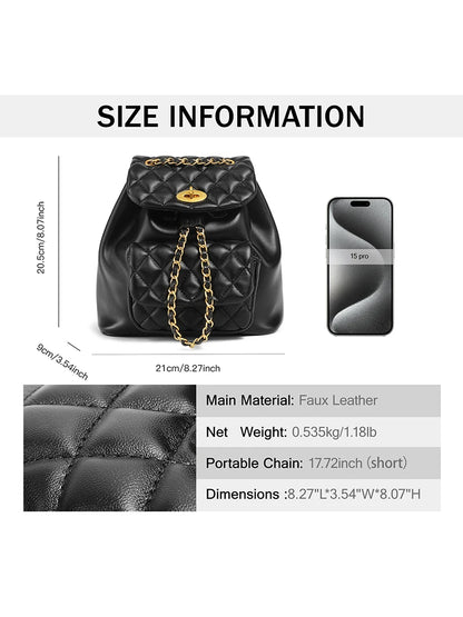 TOUTOU Women Backpack for Cosmetics Makeup Bag Black Luxury Brand Quilted Bags Versatile Spacious Drawstring Bag Christmas Gift