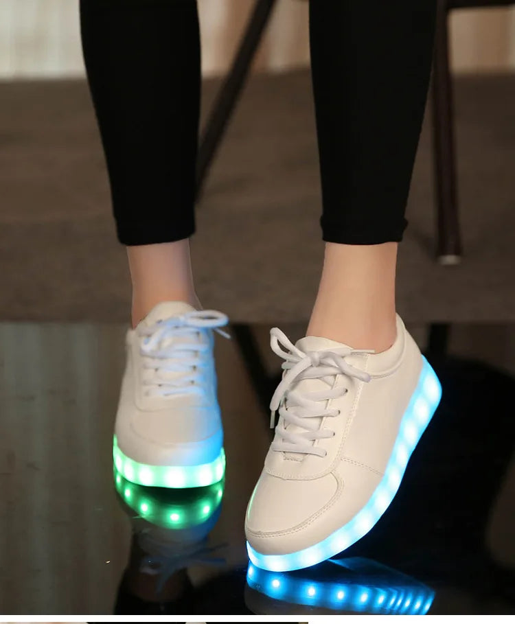 Maogu 2023 Adult Unisex Womens Mens Kid Luminous Sneakers Glowing USB Charge Boys LED Colorful Light-up Shoes Girls Footwear