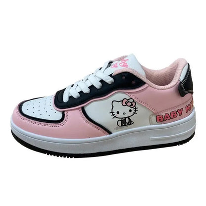 Spring/autumn Girls Hello Kitty Cute Pink Sneakers Female Harajuku Soft Girl Skateboard Shoes Casual Vulcanized Shoes Women