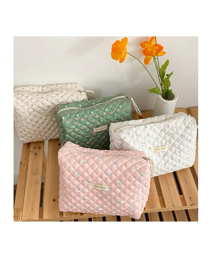 Liberty Quilting Makeup Bag Soft Cotton Clutches Women Zipper Cosmetic Organizer Cute Clutch Large Make Up Purse Toiletry Case