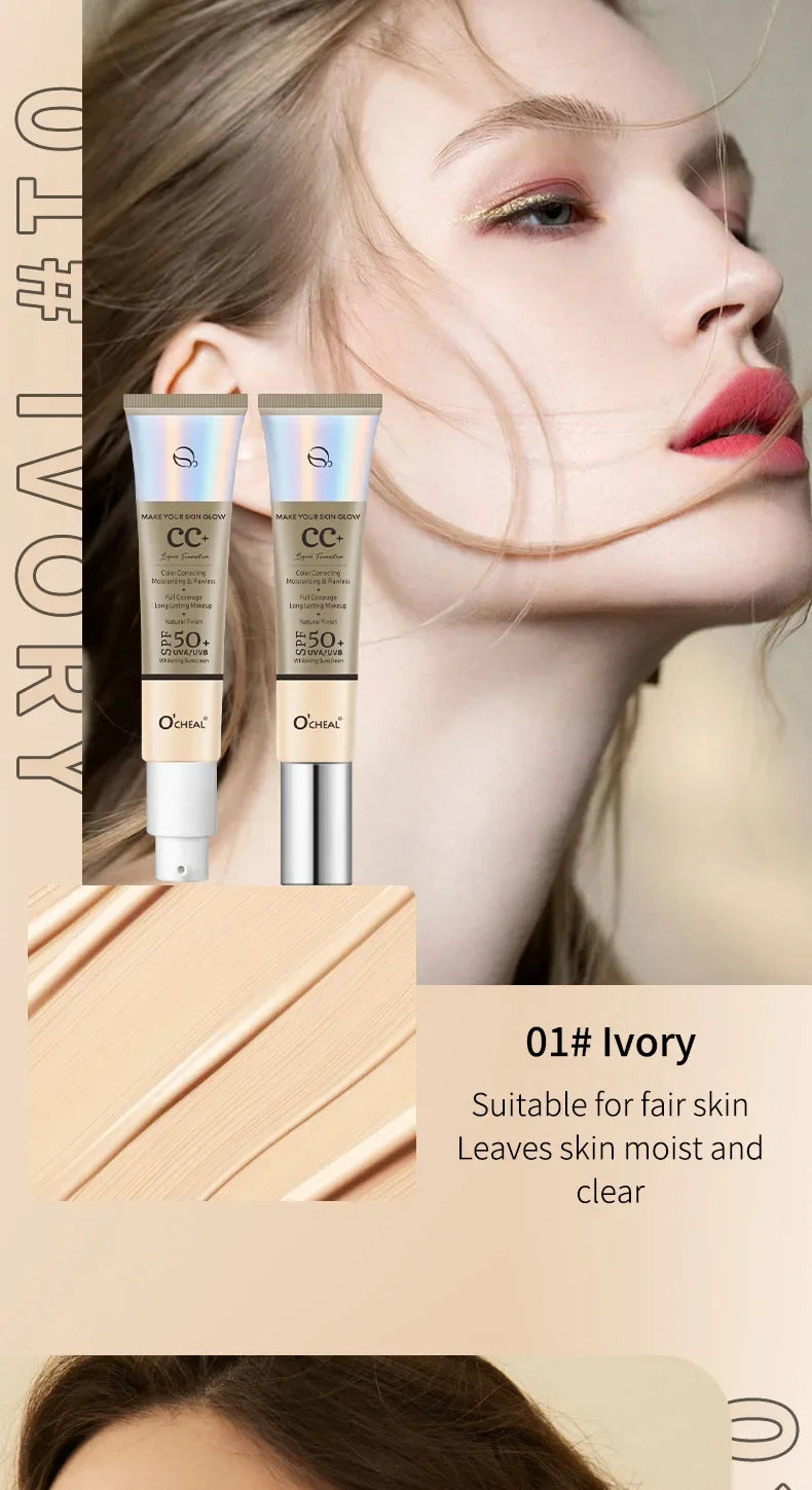 CC Cream Oil Control Even Skin Tone Nourish Brighten Skin Waterproof Concealer Cover Blemishes Make Up Foundation Cream Makeup