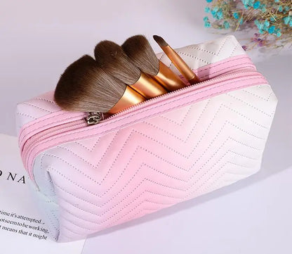 1 Pcs Gradient Color Makeup Bag for Women Zipper Pu Leather Cosmetic Bag Pouch Travel Large Female Make Up Pouch Necessaries