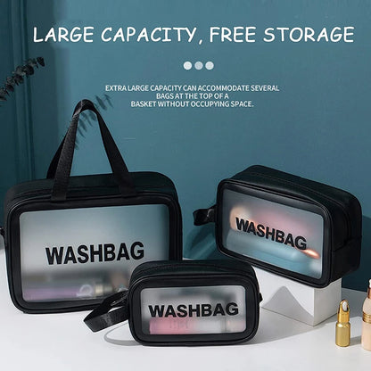 Waterproof PVC Cosmetic Bag Large Capacity Toiletry Organizer Women Beauty Case Transparent Zipper Make Up Case Female Wash Kit