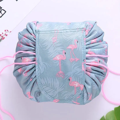 Women Drawstring Cosmetic Bag Travel Storage Makeup Bag Organizer Foldable Make Up Pouch Portable Waterproof Toiletry Case