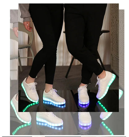 Maogu 2023 Adult Unisex Womens Mens Kid Luminous Sneakers Glowing USB Charge Boys LED Colorful Light-up Shoes Girls Footwear