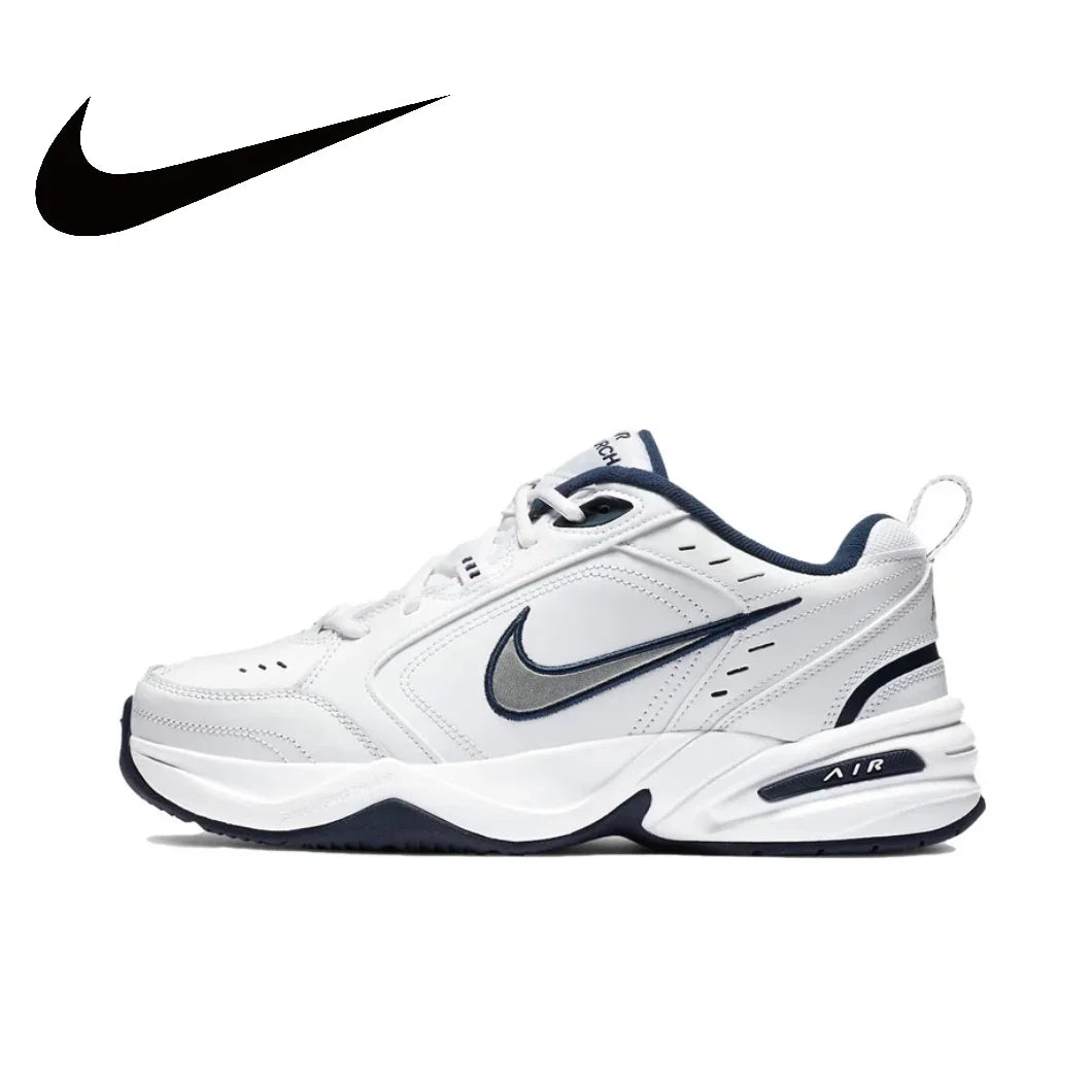 Nike Air Monarch 4 Low Men's and Women's Sneakers Classic Retro Casual clunky shoes Cushioned comfort Sneakers White&Silver