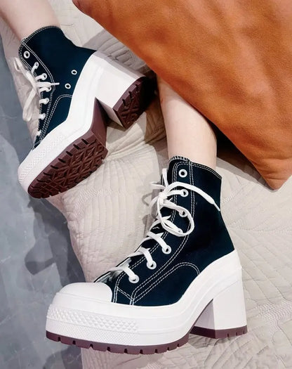 2024 Canvas Sneakers Women Platform Shoes Woman Shoes Fashion Casual Ladies Chunky Sneakers Woman Designer Shoes Zapatos Mujer