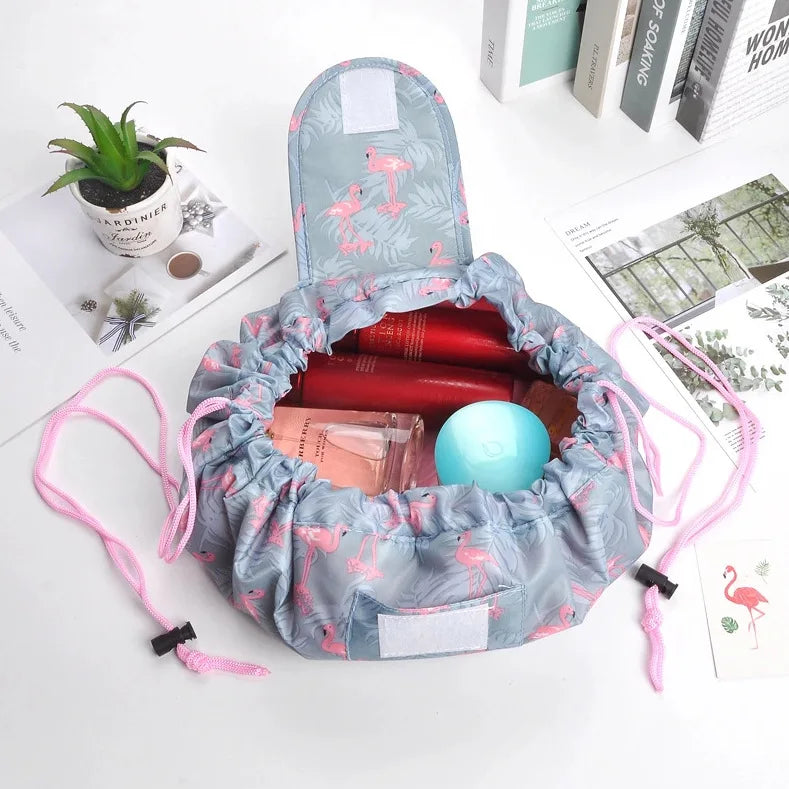 Women Drawstring Cosmetic Bag Travel Storage Makeup Bag Organizer Foldable Make Up Pouch Portable Waterproof Toiletry Case