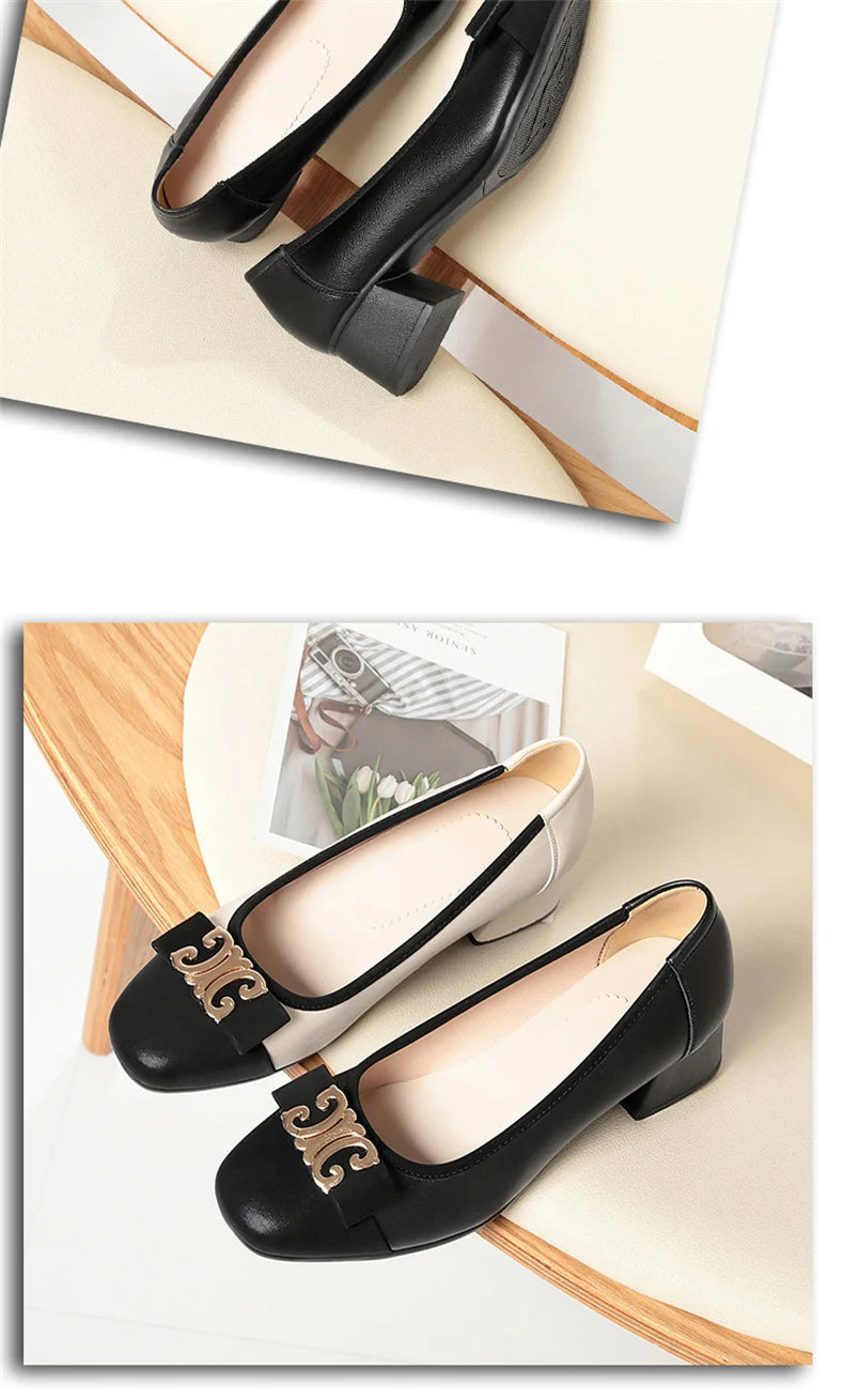 French Style 2024 New Soft Leather Soft Sole Shallow Mouth Sleeves Single Shoes Summer All-match Low Heel Women's Shoes