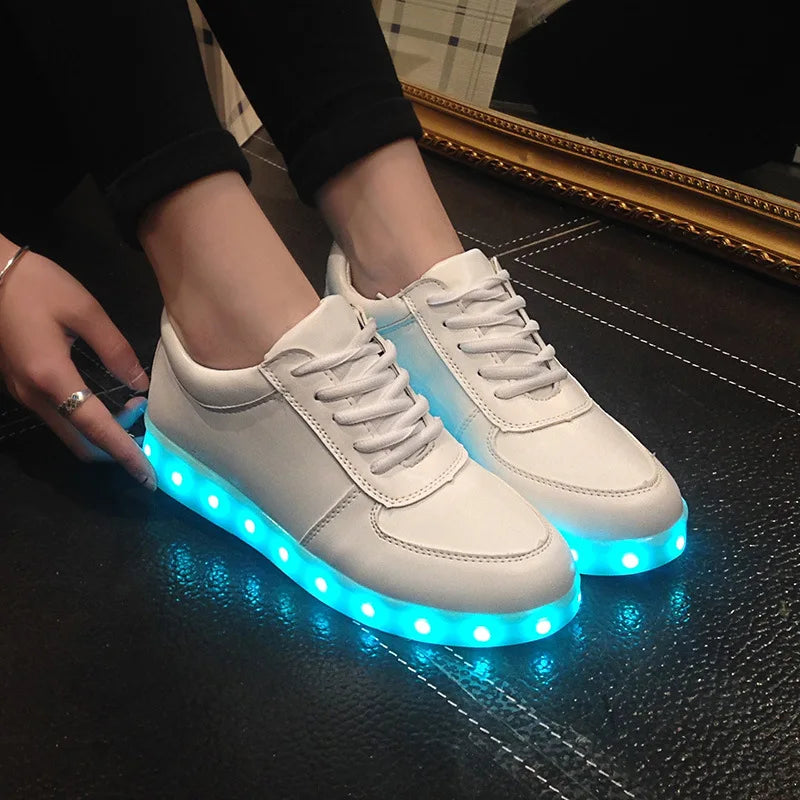 Maogu 2023 Adult Unisex Womens Mens Kid Luminous Sneakers Glowing USB Charge Boys LED Colorful Light-up Shoes Girls Footwear