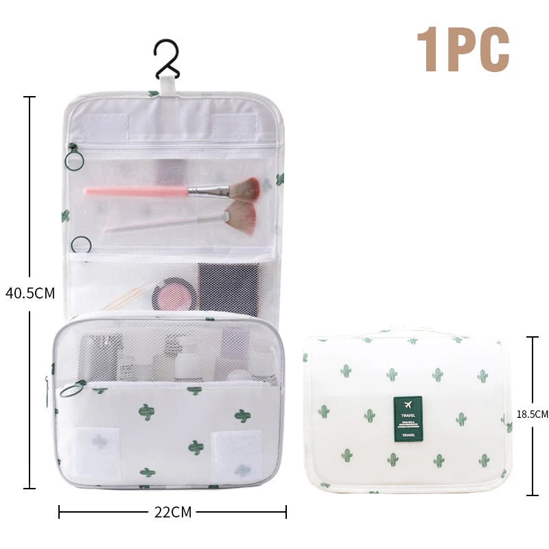 High Capacity Toiletries Storage Pouch Travel Make Up Organizer Waterproof Beauty Bags Nylon Hook Cosmetic Bag Women Makeup Bag