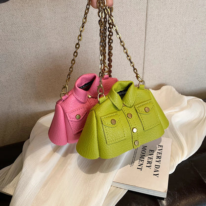 Jacket Design Women Sling Bag Purse Lipstick Pouch Motorcycle Style Clothing Shoulder Bag Lady Trend Super Mini Crossbody Bag