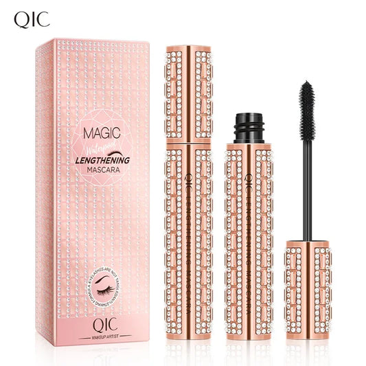 Fashion Diamond 4D Mascara Waterproof Eye Make-up Cosmetics Peanut Silicone Brush Lengthening Curl Lashes Fast Dry