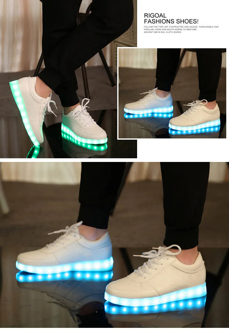 Maogu 2023 Adult Unisex Womens Mens Kid Luminous Sneakers Glowing USB Charge Boys LED Colorful Light-up Shoes Girls Footwear