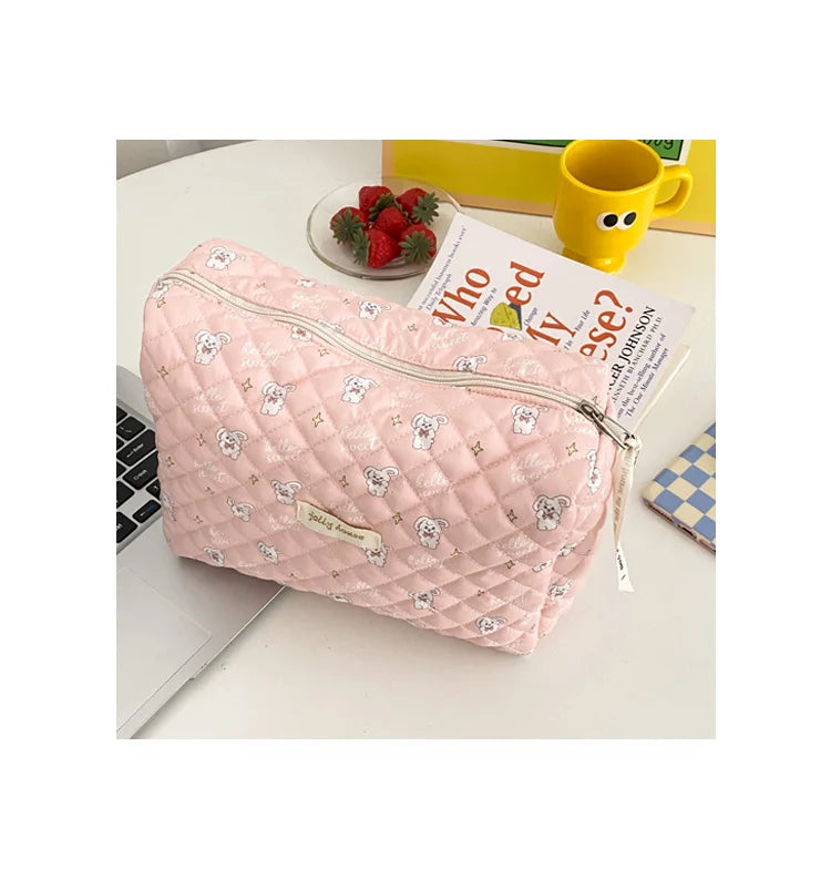 Liberty Quilting Makeup Bag Soft Cotton Clutches Women Zipper Cosmetic Organizer Cute Clutch Large Make Up Purse Toiletry Case