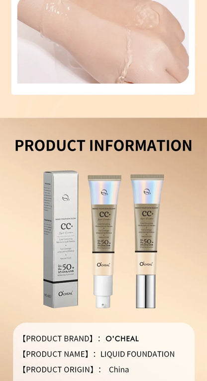 CC Cream Oil Control Even Skin Tone Nourish Brighten Skin Waterproof Concealer Cover Blemishes Make Up Foundation Cream Makeup