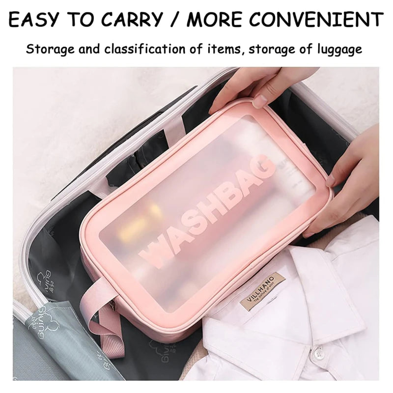 Waterproof PVC Cosmetic Bag Large Capacity Toiletry Organizer Women Beauty Case Transparent Zipper Make Up Case Female Wash Kit