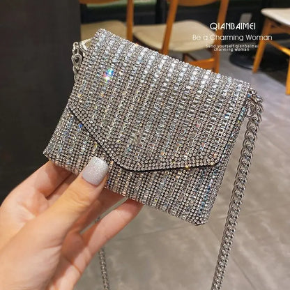 Japan and South Korea New Good-looking Flash Diamond Lipstick Bag Versatile Teenage Fashion Shoulder Crossbody Women's Bag