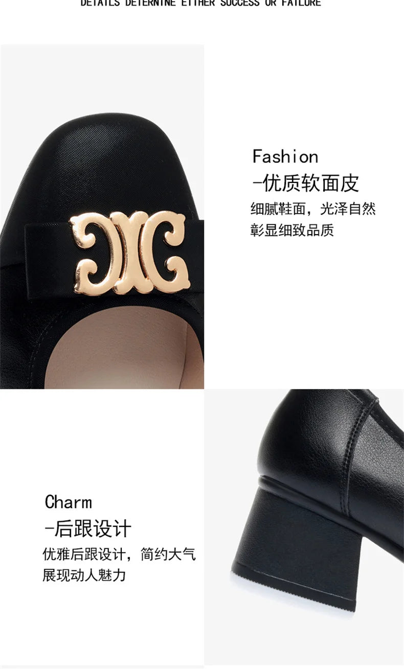 French Style 2024 New Soft Leather Soft Sole Shallow Mouth Sleeves Single Shoes Summer All-match Low Heel Women's Shoes