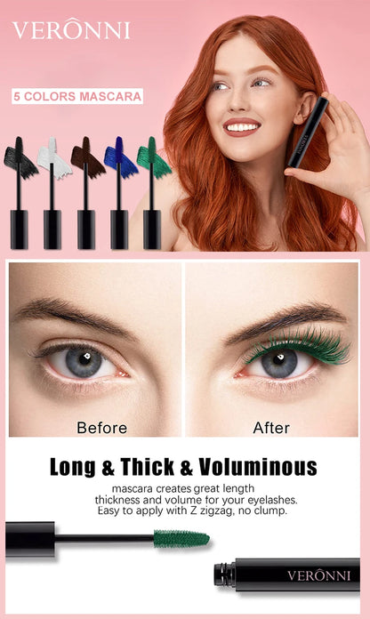 Color Mascara Eyelashes Lengthening Mascara 4D Silk Fiber Waterproof Curling Mascara Black Eyelashes Extension Make Up Cosmetics